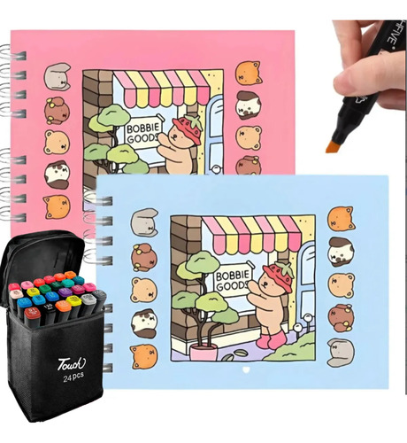 Kit Livrinho De Colorir Bobbie Goods + Estojo 24 Canetinhas