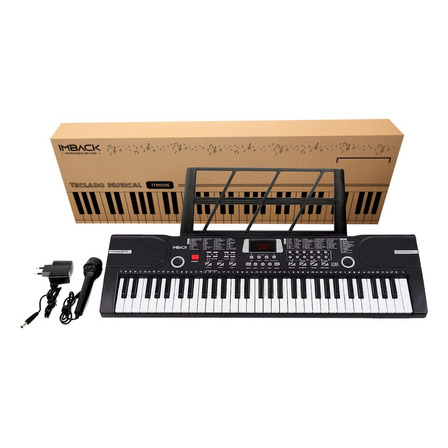 Organo Musical Teclado Piano Instrumento 61 Teclas Microfono Negro Organo Musical Teclado Piano Instrumento 61 Teclas Microfono Negro