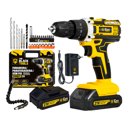 Parafusadeira Furadeira De Impacto Profissional 21v Modelo TB-21PX 2 Baterias Com Maleta The Black Tools 127/220V 60Hz Amarelo Parafusadeira Furadeira De Impacto Profissional 21v Modelo TB-21PX 2 Baterias Com Maleta The Black Tools 127/220V 60Hz Amarelo