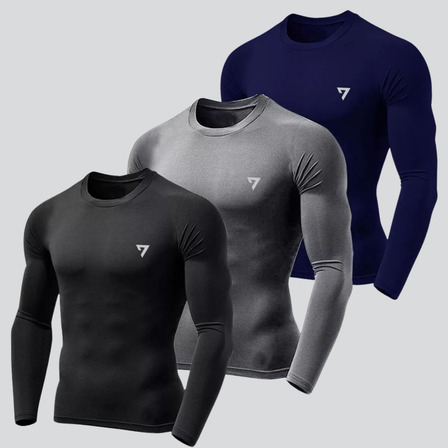 Kit 3 Camisetas Térmicas Masculina Segunda Pele Camisa Uv50- Kit 3 Camisetas Térmicas Masculina Segunda Pele Camisa Uv50-